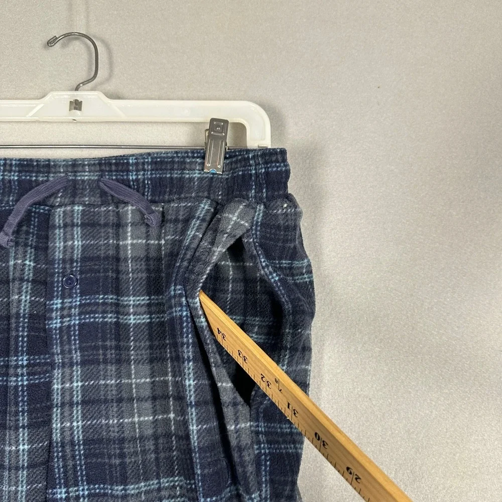 Hurley Lounge Pants Mens Medium Plaid Blue Grey Flannel Fleece Drawstring Pajama